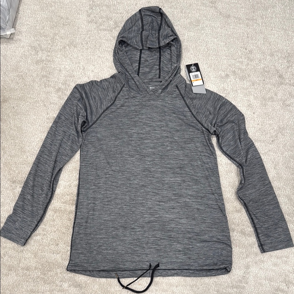 Under Armour Black and Gray Hooded Top
